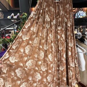 In Bloom Tan Floral Maxi Skirt